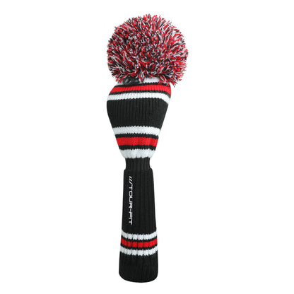 Golf Club Headcover | Tour Fit Double Layer Pom Pom Premium Knitted Golf Head Cover | Driver, Fairway, Rescue | Set of 3 or 4