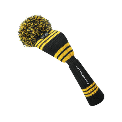 Golf Club Headcover | Tour Fit Double Layer Pom Pom Premium Knitted Golf Head Cover | Driver, Fairway, Rescue | Set of 3 or 4